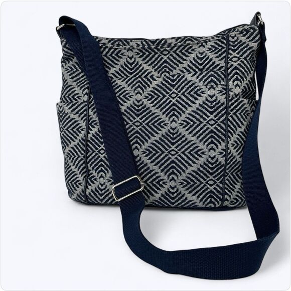 Thirty One Casual Carry All Navy Blue Diamond Weave Shoulder Bag Pockets - Picture 1 of 15
